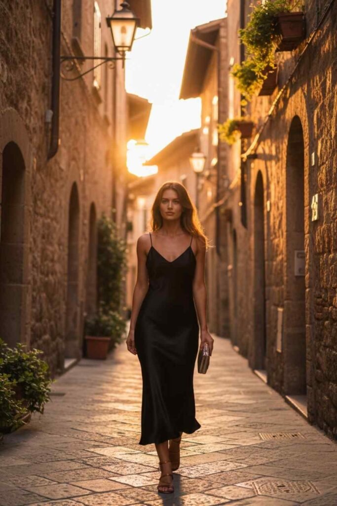 Black Slip Dress for Evenings