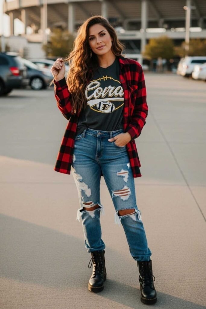 Flannel Layered Over Graphic Tee