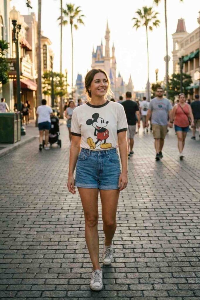 Graphic Tee and Denim Shorts Combo