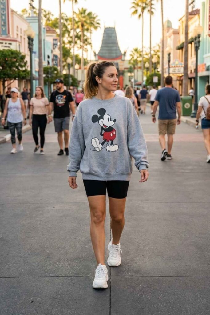 Sporty Biker Shorts and Oversized Sweatshirt