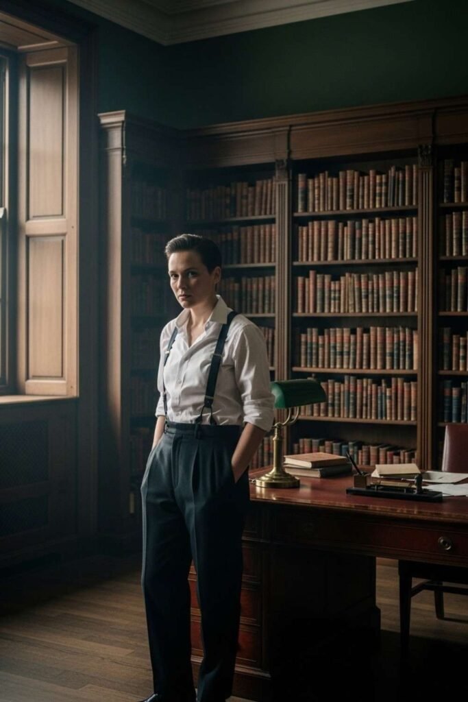 Suspenders with Button-Up Shirt